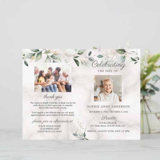 Luchtig Herdenkingsprogramma voor rouwdienst met f (Staand voorkant)