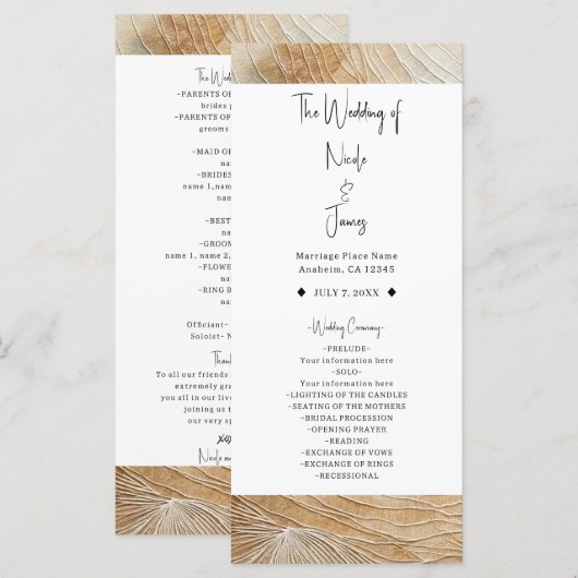 Luchtig Neutraal Natuurlijk Element Boheemse Boho  Programmakaart (Voorkant / Achterkant)