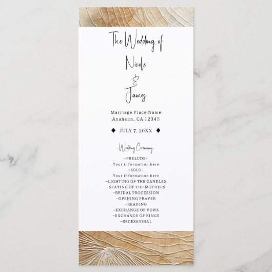 Luchtig Neutraal Natuurlijk Element Boheemse Boho  Programmakaart (Voorkant)