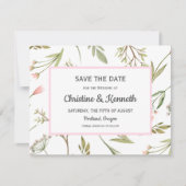Luchtig roze weide bloem Bruiloft Save the date RSVP Kaartje (Voorkant)