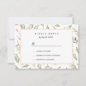 Luchtig roze weide botanische bloemen Bruiloft RSV RSVP Kaartje (Voorkant)