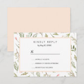 Luchtig roze weide botanische bloemen Bruiloft RSV RSVP Kaartje (Voorkant / Achterkant)