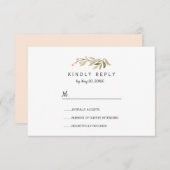 Luchtig roze weide wild Bloemen Bruiloft RSVP (Voorkant / Achterkant)