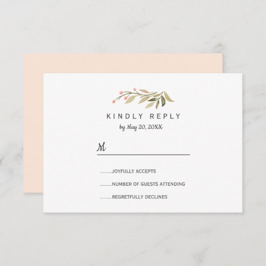 Luchtig roze weide wild Bloemen Bruiloft RSVP (Voorkant / Achterkant)