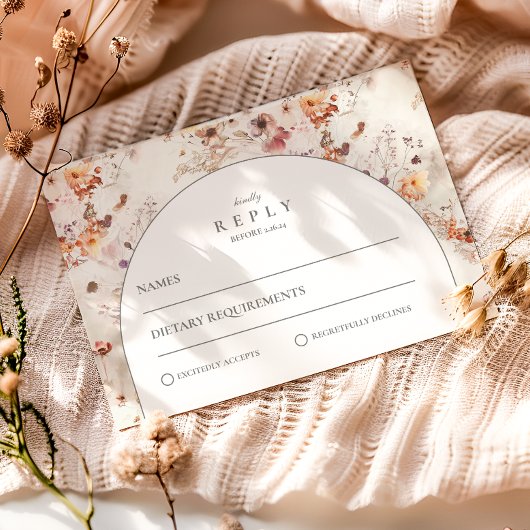 Luchtig Weide Botanische Bruiloft RSVP Kaartje