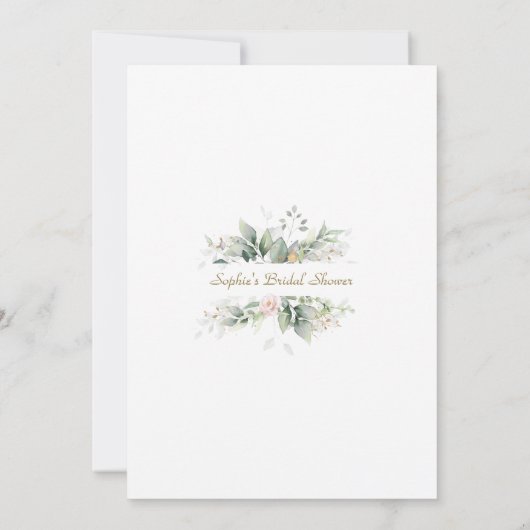 Luchtige Aquarel Roze Bloem Gouden Bruids Thee Fee Kaart (Achterkant)