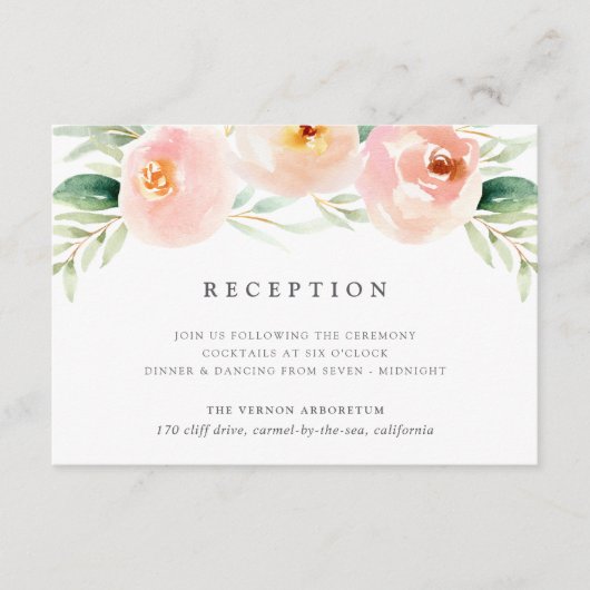 Luchtige bloemen ontvangstkaart informatiekaartje (Voorkant)