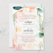 Luchtige Bloemperzik Blush & Sage Waterverf bruilo Kaart (Voorkant)