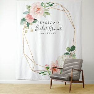 Luchtige Blush Bruiloftsshower Achtergrond Fotocab Wandkleed