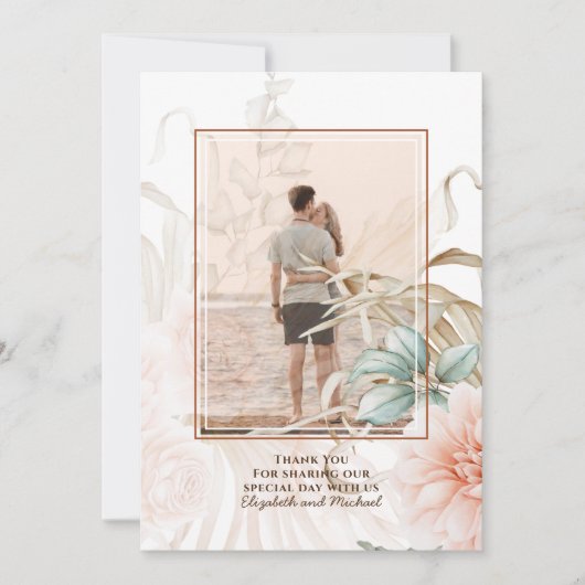 Luchtige BOHO Pampas Gras Licht Perzik Kleur Trouw Save The Date (Voorkant)