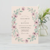 Luchtige Botanische Bruiloft met Blush Kaart (Staand voorkant)
