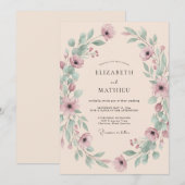 Luchtige Botanische Bruiloft met Blush Kaart (Voorkant / Achterkant)