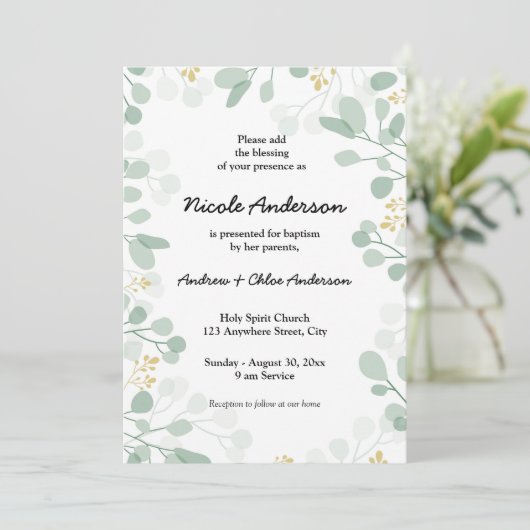 luchtige botanische doop kaart (Staand voorkant)