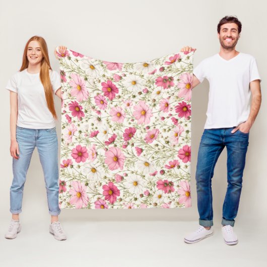 Luchtige Cosmos Bloemstengels Fleece Deken (In situ)