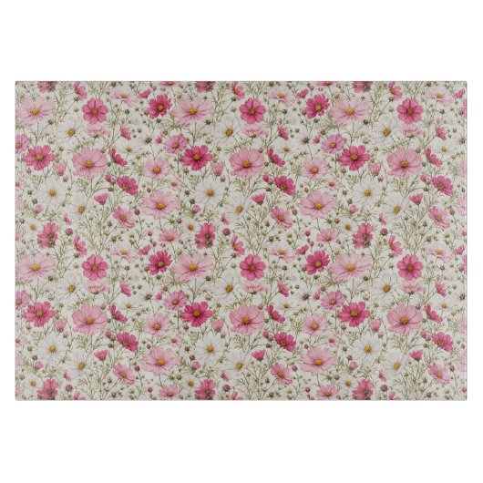 Luchtige Cosmos Bloemstengels Snijplank (Voorkant)