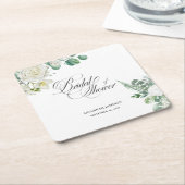 Luchtige Eucalyptus Groene Bruidsdouche Kartonnen Onderzetters (Schuin)