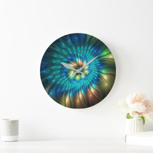 Luchtige Fantasie Bloem, Kleurrijke Abstracte Frac Grote Klok