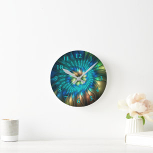 Luchtige Fantasie Bloem, Kleurrijke Abstracte Frac Ronde Klok