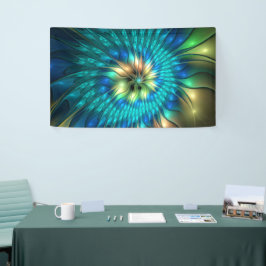 Luchtige Fantasie Bloem, Kleurrijke Abstracte Frac Spandoek