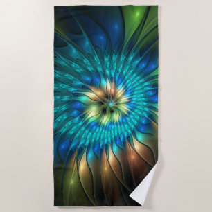 Luchtige Fantasie Bloem, Kleurrijke Abstracte Frac Strandlaken