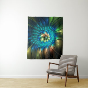 Luchtige Fantasie Bloem, Kleurrijke Abstracte Frac Wandkleed