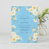 Luchtige Gele Ranunculus Eucalyptus Bruiloft Kaart (Staand voorkant)