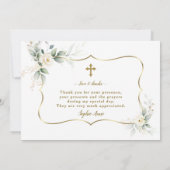 Luchtige groene beplanting witte bloemen meisje do bedankkaart (Achterkant)