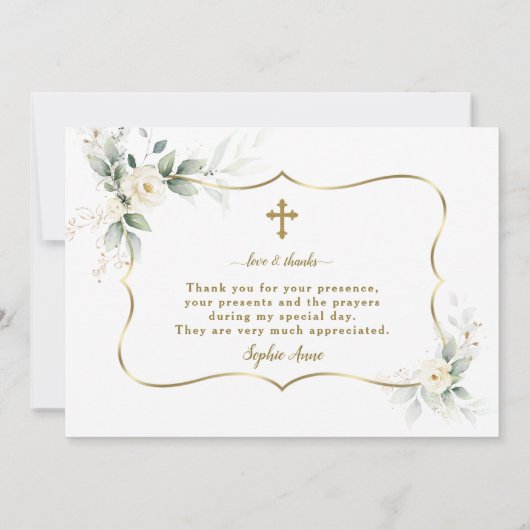 Luchtige groene beplanting witte bloemen meisje do bedankkaart (Achterkant)