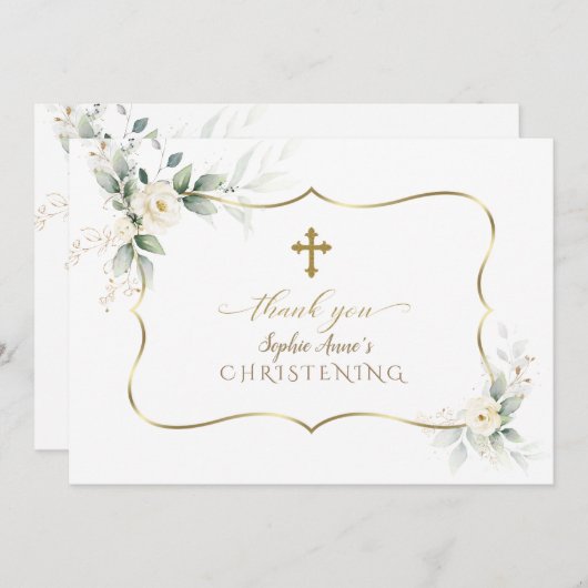 Luchtige groene beplanting witte bloemen meisje do bedankkaart (Voorkant / Achterkant)