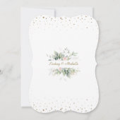 Luchtige groene bloemen gouden kruis tweeling doop kaart (Achterkant)