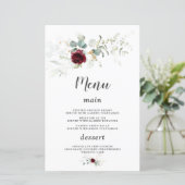 Luchtige groene Bourgondië bloem gouden trouwmenu (Staand voorkant)