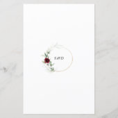 Luchtige groene Bourgondië bloem gouden trouwmenu (Achterkant)