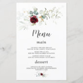 Luchtige groene Bourgondië bloem gouden trouwmenu (Voorkant)