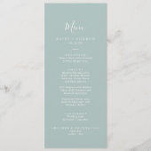 Luchtige groene coördinerende trouwdiner menu (Voorkant)