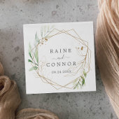 Luchtige Groene en Gouden Blad Bruiloft Servet