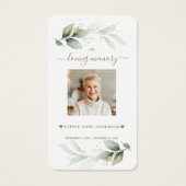 Luchtige groene eucalyptus foto rouwkaart visitekaartje (Voorkant)