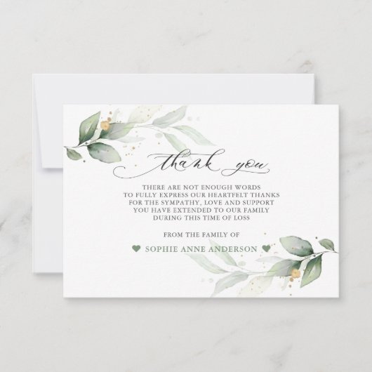 Luchtige groene eucalyptus viering van het leven bedankkaart (Voorkant)