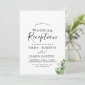 Luchtige groene & gouden blad bruiloftsreceptie kaart (Staand voorkant)