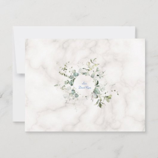 Luchtige groene marmeren foto jongen goud doopsel  bedankkaart (Achterkant)