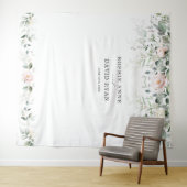 Luchtige groene roze bloem gouden trouwfotoprop  wandkleed (In Situ (horizontaal))