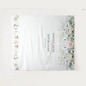 Luchtige groene roze bloem gouden trouwfotoprop  wandkleed (Voorkant (horizontaal))