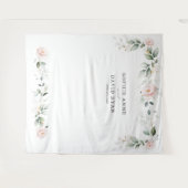 Luchtige groene roze bloemengoud trouwfoto prop  wandkleed (Voorkant (horizontaal))