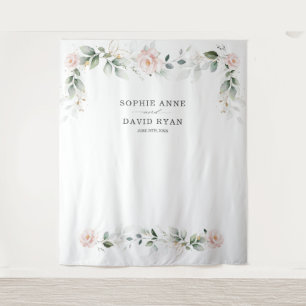 Luchtige groene roze bloemengoud trouwfotoprop wandkleed