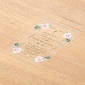 Luchtige groene roze bloemige meisjes charme bloem acryl uitnodigingen (Laagn)