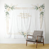 Luchtige groene witte bloemen foto prop doopfeest wandkleed (In Situ (horizontaal))