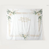 Luchtige groene witte bloemen foto prop doopfeest wandkleed (Voorkant (horizontaal))