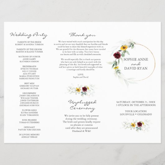 Luchtige groene zonnebloemen Bourgondië herfst bru Flyer (Voorkant)