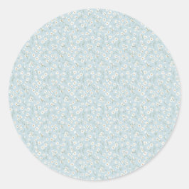 Luchtige Kamille & Hemelblauwe Wilde Bloemenweide Ronde Sticker
