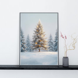 Luchtige Kerstboom in Serene Landschap Poster