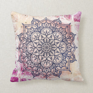 Luchtige Mandala Gelukkig Roze Paars Geel Blauw & Kussen